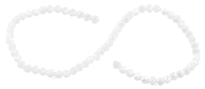 6mm White Twist Faceted Crystal Beads