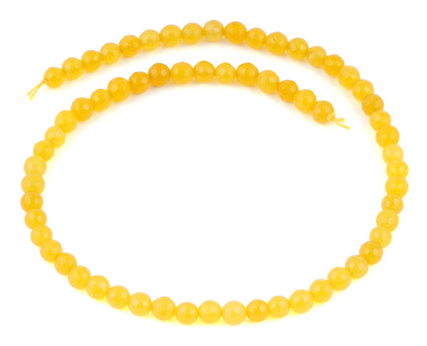 6mm Yellow Agate Faceted Gem Stone Beads