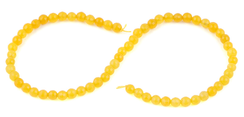 6mm Yellow Agate Faceted Gem Stone Beads