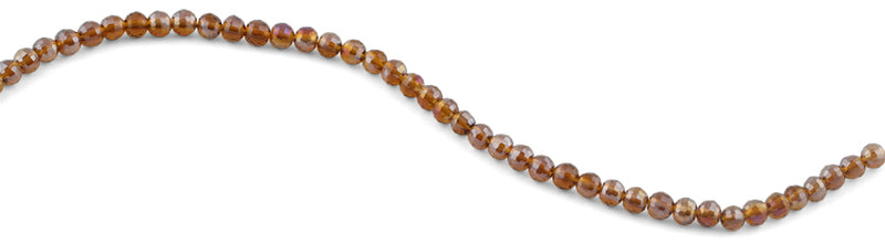 6mm Yellow Brown Round Faceted Crystal Beads