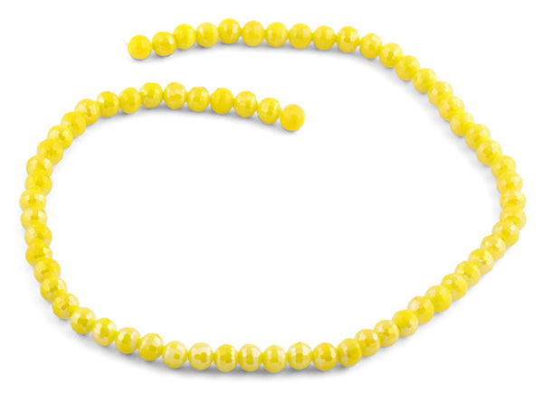 6mm Yellow Round Faceted Crystal Beads