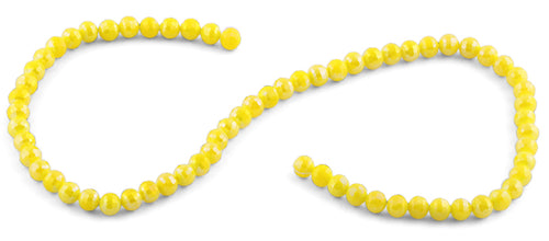 6mm Yellow Round Faceted Crystal Beads