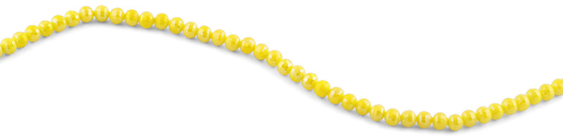 6mm Yellow Round Faceted Crystal Beads