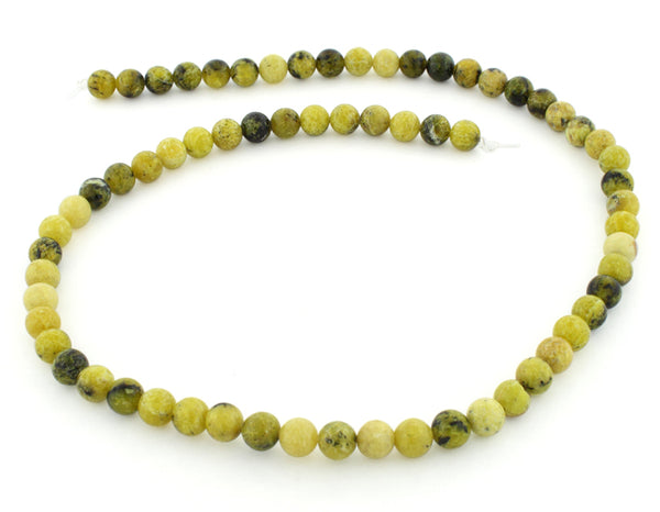 6mm Yellow Turtle Jasper Round Gem Stone Beads