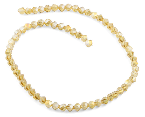 6mm Yellow Twist Faceted Crystal Beads