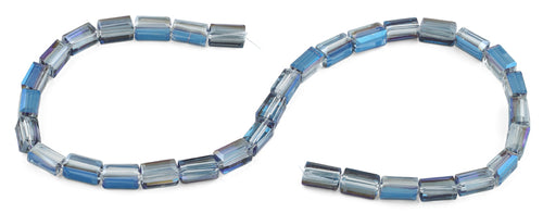 6x12mm Blue Rectangle Faceted Crystal Beads