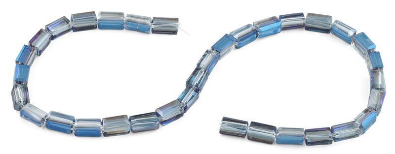 6x12mm Blue Rectangle Faceted Crystal Beads