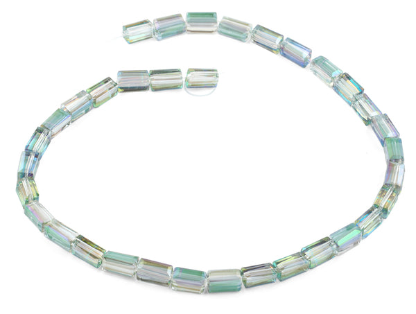 6x12mm Clear Green Rainbow Topaz Rectangle Faceted Crystal Beads