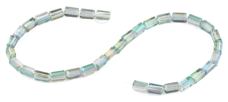 6x12mm Clear Green Rainbow Topaz Rectangle Faceted Crystal Beads