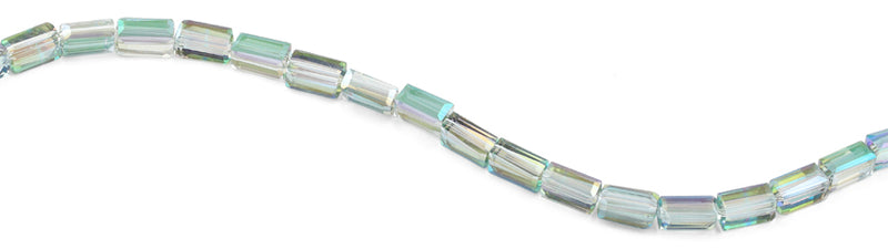 6x12mm Clear Green Rainbow Topaz Rectangle Faceted Crystal Beads