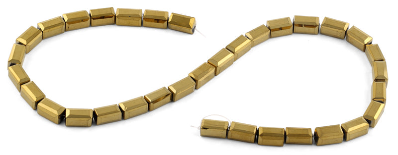 6x12mm Gold Rectangle Faceted Crystal Beads