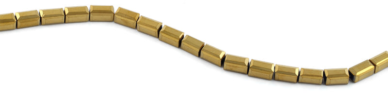 6x12mm Gold Rectangle Faceted Crystal Beads