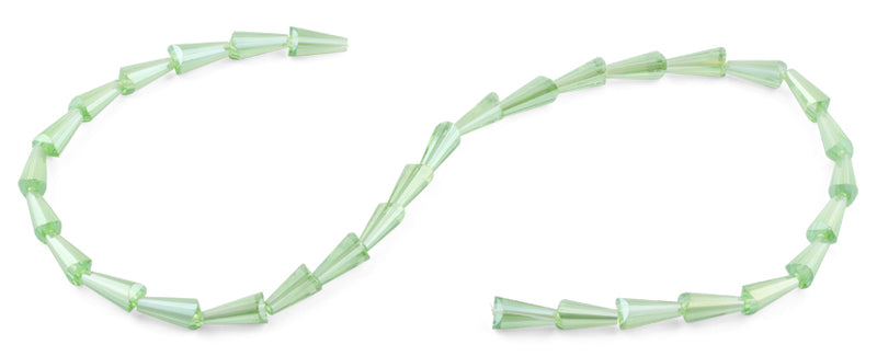 6x12mm Green Cone Faceted Crystal Beads