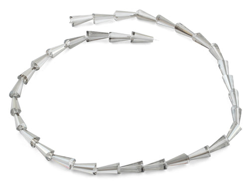 6x12mm Grey Cone Faceted Crystal Beads