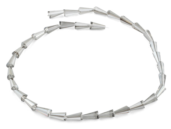 6x12mm Grey Cone Faceted Crystal Beads