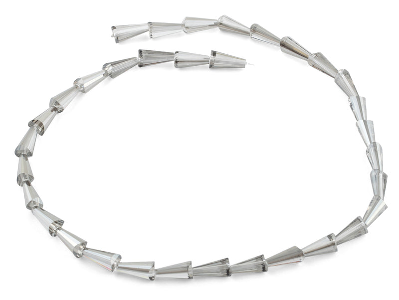 6x12mm Grey Cone Faceted Crystal Beads
