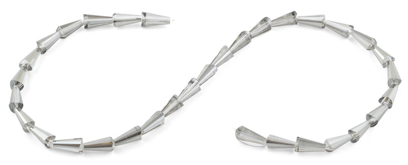 6x12mm Grey Cone Faceted Crystal Beads
