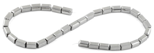 6x12mm Metallic Grey Rectangle Faceted Crystal Beads
