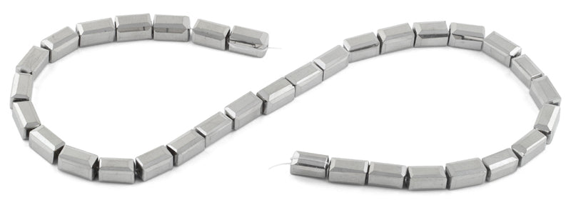 6x12mm Metallic Grey Rectangle Faceted Crystal Beads