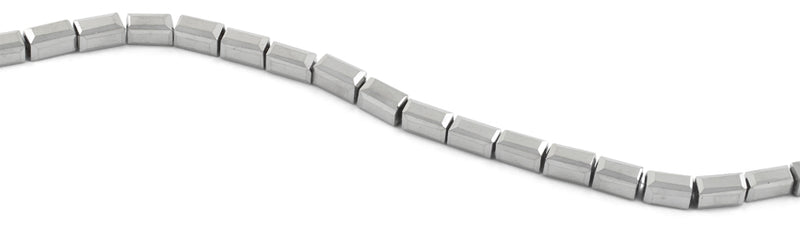 6x12mm Metallic Grey Rectangle Faceted Crystal Beads