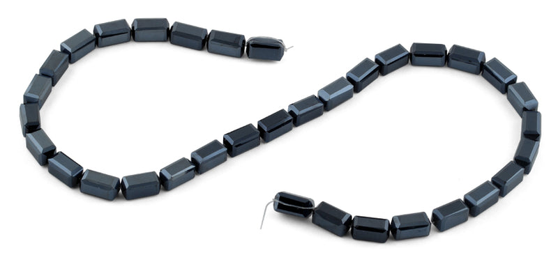 6x12mm Navy Blue Rectangle Faceted Crystal Beads