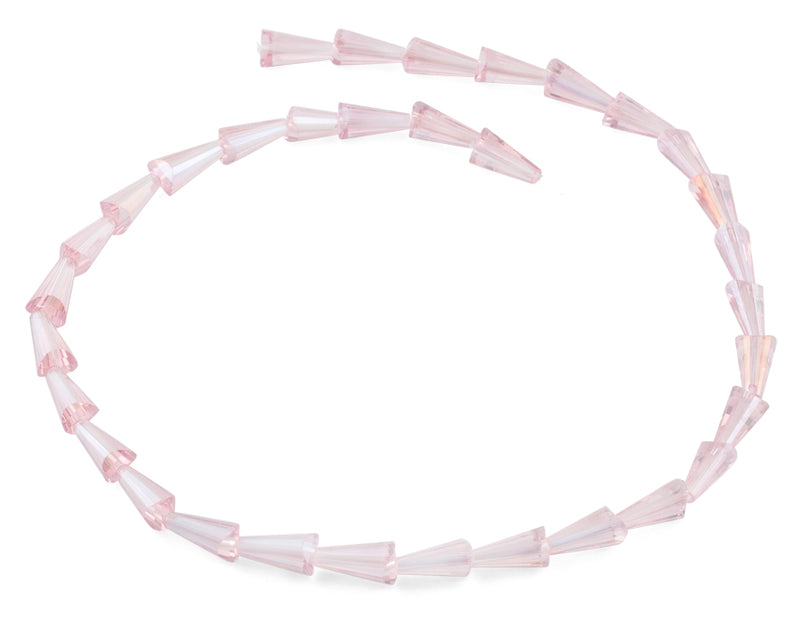 6x12mm Pink Cone Faceted Crystal Beads