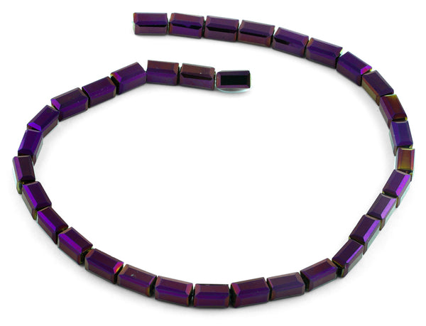 6x12mm Purple Rectangle Faceted Crystal Beads