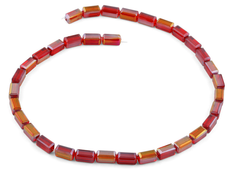 6x12mm Red Rectangle Faceted Crystal Beads