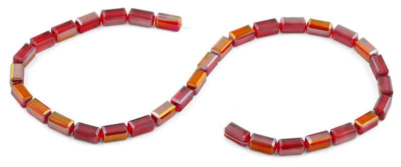 6x12mm Red Rectangle Faceted Crystal Beads
