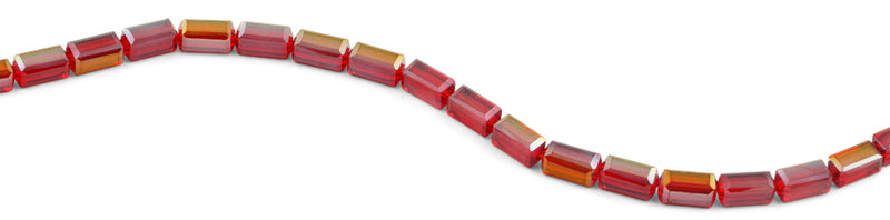 6x12mm Red Rectangle Faceted Crystal Beads