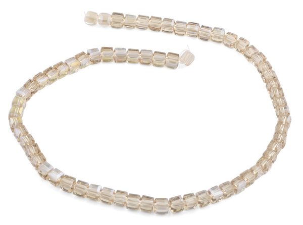 6X6mm Beige Square Faceted Crystal Beads