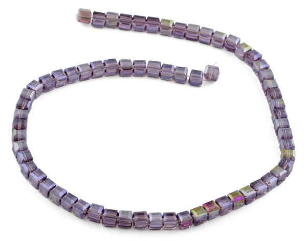 6X6mm Purple Square Faceted Crystal Beads