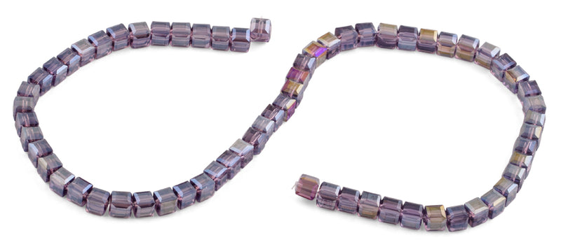 6X6mm Purple Square Faceted Crystal Beads