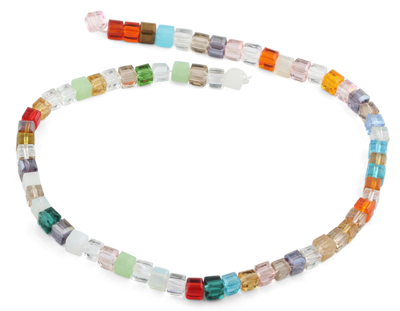6X6mm Rainbow Square Faceted Crystal Beads