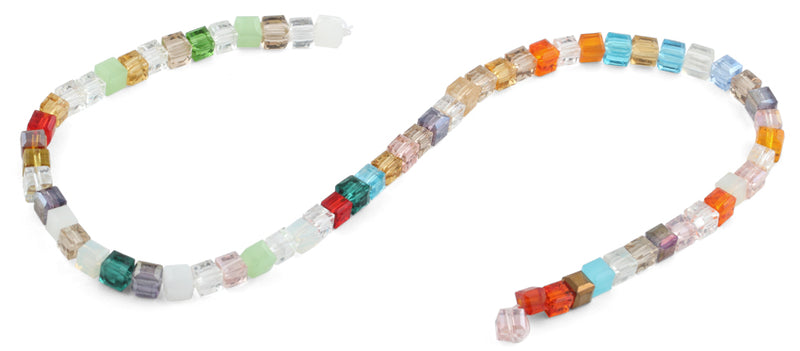 6X6mm Rainbow Square Faceted Crystal Beads