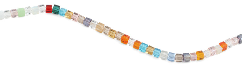 6X6mm Rainbow Square Faceted Crystal Beads