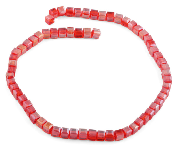 6X6mm Red Square Faceted Crystal Beads