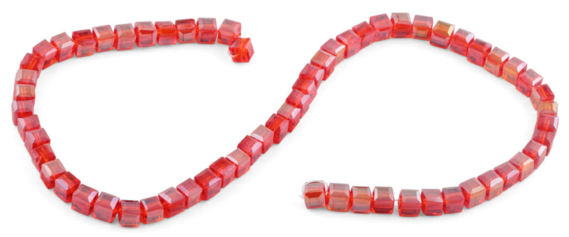 6X6mm Red Square Faceted Crystal Beads