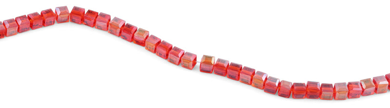 6X6mm Red Square Faceted Crystal Beads