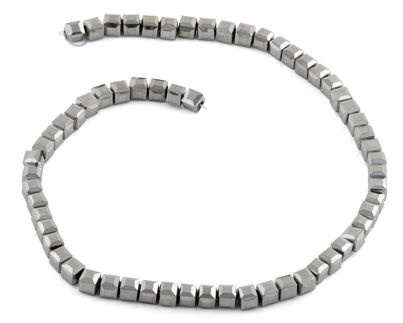 6X6mm Silver Square Faceted Crystal Beads