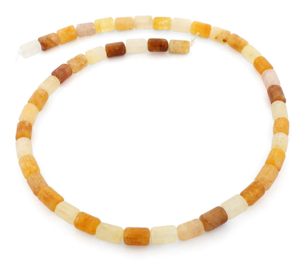 6x8mm Drum Yellow Jade Gem Stone Beads