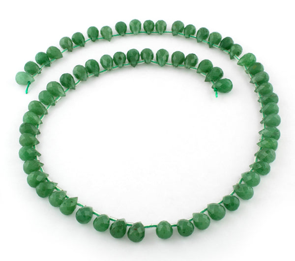 6x9mm Facet Drop Green Aventurine Gem Stone Beads