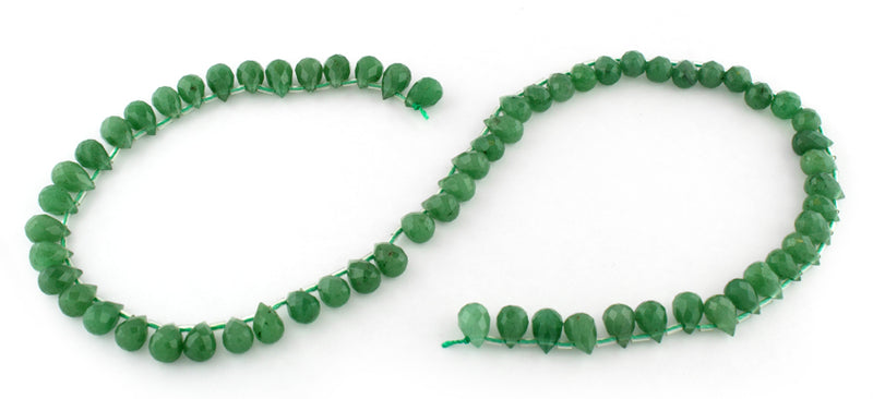 6x9mm Facet Drop Green Aventurine Gem Stone Beads
