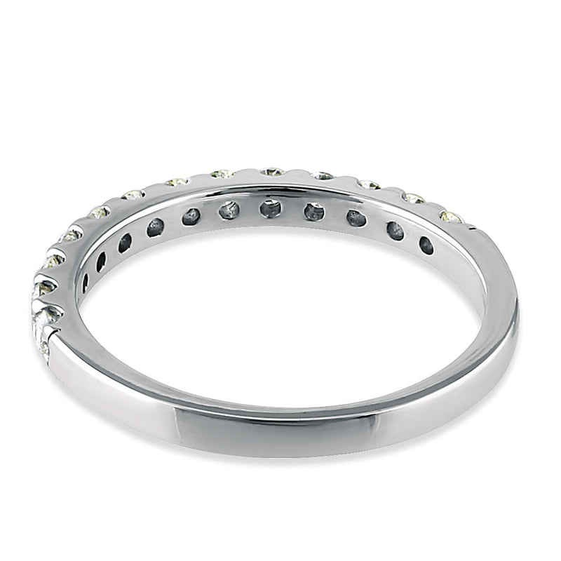 Solid 14k White Gold 2.0mm Half Eternity Diamond Band Ring