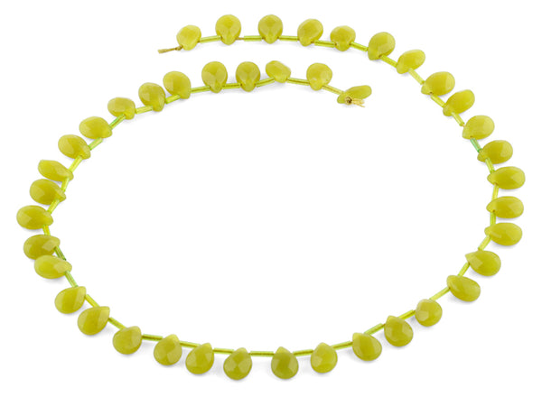 7x10MM Olive Jade Drop Gemstone Beads