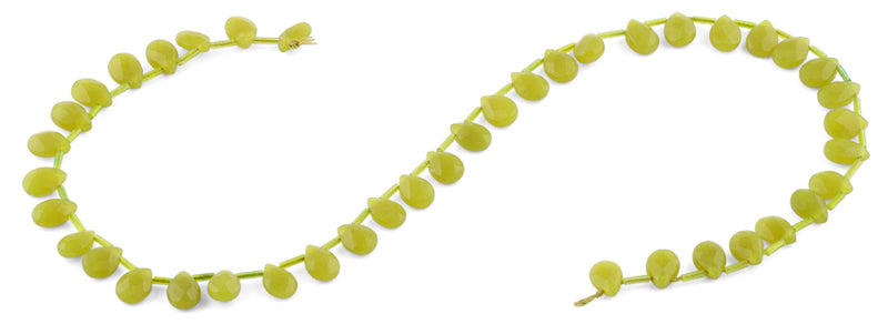 7x10MM Olive Jade Drop Gemstone Beads