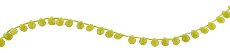 7x10MM Olive Jade Drop Gemstone Beads