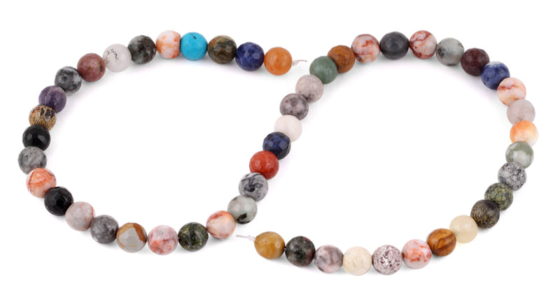 8-8.5mm Hand Faceted Pebble Multi-Stones Gem Stone Beads