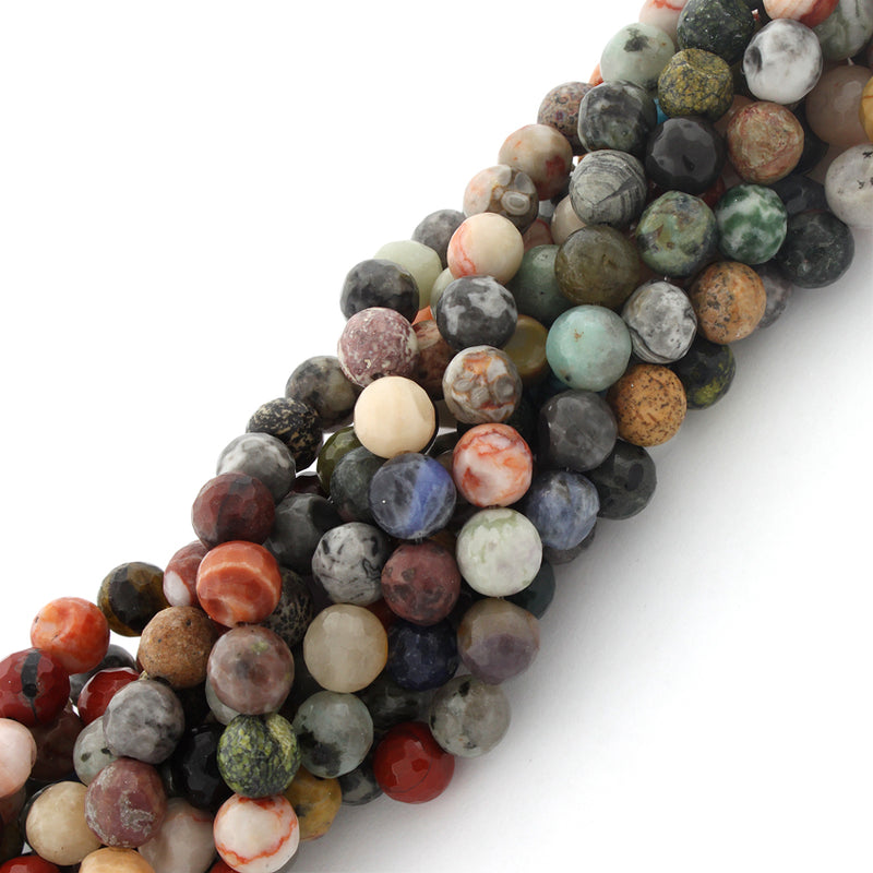 8-8.5mm Hand Faceted Pebble Multi-Stones Gem Stone Beads