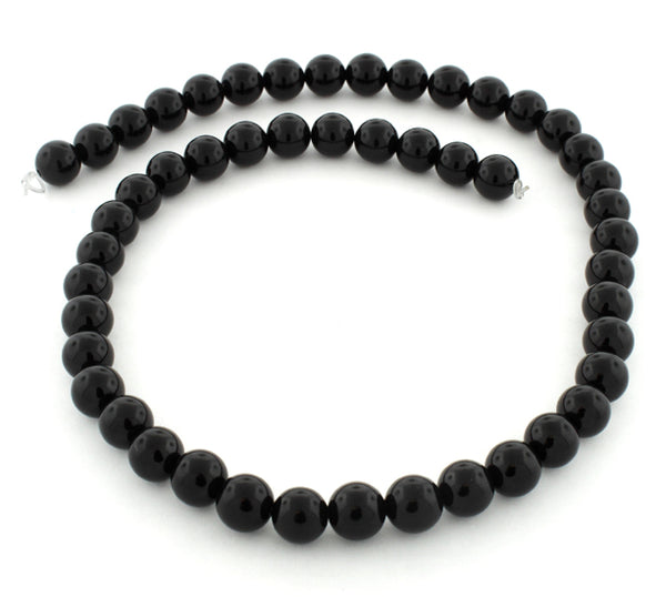 8mm Black Agate Round Gem Stone Beads